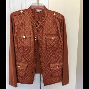 Peter Nygard leather front cardigan size xl